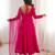 Pure chanderi silk neck fancy lace work rani pink readymade ethnic gown
