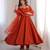 Pure chanderi silk neck fancy lace work rust readymade ethnic gown