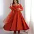 Pure chanderi silk neck fancy lace work rust readymade ethnic gown