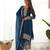 Trendy chinon silk embroidery sequins work teal blue readymade salwar suit
