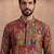Mens viscose rayon multi abstract printed kurta with trousers