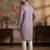 Mens silk blend lavender solid embroidered kurta with trousers