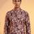 Mens purple viscose rayon floral printed kurta with trousers