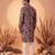 Mens purple viscose rayon floral printed kurta with trousers