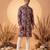 Mens purple viscose rayon floral printed kurta with trousers