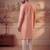 Mens peach viscose rayon solid embroidered kurta with trousers