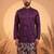 Mens violet silk blend solid embroidered kurta with trousers