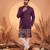Mens violet silk blend solid embroidered kurta with trousers