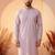 Mens lavender silk blend solid solid kurta with trousers
