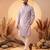 Mens lavender silk blend solid solid kurta with trousers