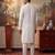 Mens white silk blend solid solid kurta with trousers