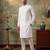 Mens white silk blend solid solid kurta with trousers