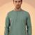 Mens green silk blend solid solid kurta with trousers