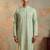 Mens multi silk blend abstract printed kurta with trousers