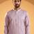 Mens lavender silk blend solid embroidered kurta with trousers