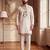 Mens white silk blend embroidered straight kurta with trousers
