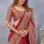 Maroon soft silk blend banarasi jacuard work designer party wear saree with unstitched blouse piece