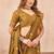Mustard linen designer party wear festive saree with unstitched blouse piece