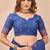 Blue linen designer party wear festive saree with unstitched blouse piece