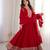 Trendy vichitra silk embroidery sequins work red readymade ethnic gown
