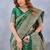 Green soft silk blend banarasi jacuard work designer party wear saree with unstitched blouse piece
