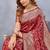 Red soft silk blend banarasi jacuard work designer party wear saree with unstitched blouse piece