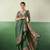 GREEN modal satin printed saree with matching blouse