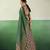 GREEN modal satin printed saree with matching blouse
