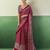 RED modal satin printed saree with matching blouse