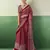 RED modal satin printed saree with matching blouse