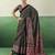 BLACK modal satin printed saree with matching blouse