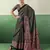 BLACK modal satin printed saree with matching blouse