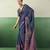 BLUE modal satin printed saree with matching blouse