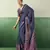 BLUE modal satin printed saree with matching blouse
