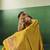 YELLOW modal satin printed saree with matching blouse