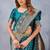 Turquoise soft silk blend banarasi jacuard work designer party wear saree with unstitched blouse piece