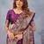Wine soft silk blend banarasi jacuard work designer party wear saree with unstitched blouse piece