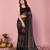 Black-multicolor nylon  pre stitch one minute ready to wear saree with un-stitch blouse