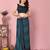 Teal  blue-multicolor nylon  pre stitch one minute ready to wear saree with un-stitch blouse