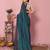 Teal  blue-multicolor nylon  pre stitch one minute ready to wear saree with un-stitch blouse