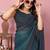 Teal  blue-multicolor nylon  pre stitch one minute ready to wear saree with un-stitch blouse