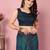 Teal  blue-multicolor nylon  pre stitch one minute ready to wear saree with un-stitch blouse