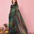 Green-multicolor nylon  pre stitch one minute ready to wear saree with un-stitch blouse