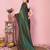 Green-multicolor nylon  pre stitch one minute ready to wear saree with un-stitch blouse