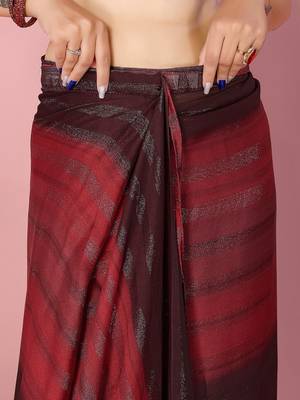 maroon-multicolor nylon pre stitch one minute pre draped saree 2