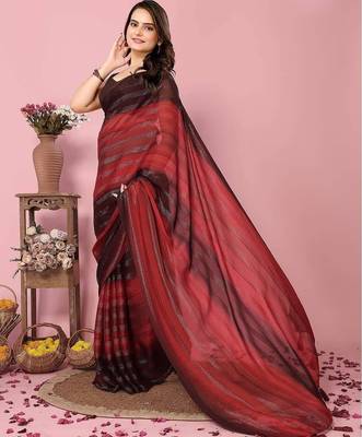 maroon-multicolor nylon pre stitch one minute pre draped saree 5