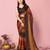 Musturd-multicolor nylon  pre stitch one minute ready to wear saree with un-stitch blouse