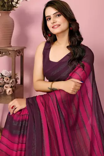 pink-multicolor nylon pre stitch one minute pre-stitched saree