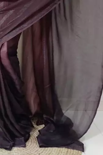 brown-multicolor nylon pre stitch one minute ready to wear saree