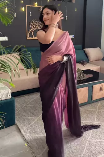pink-multicolor nylon pre stitch one minute pre draped saree